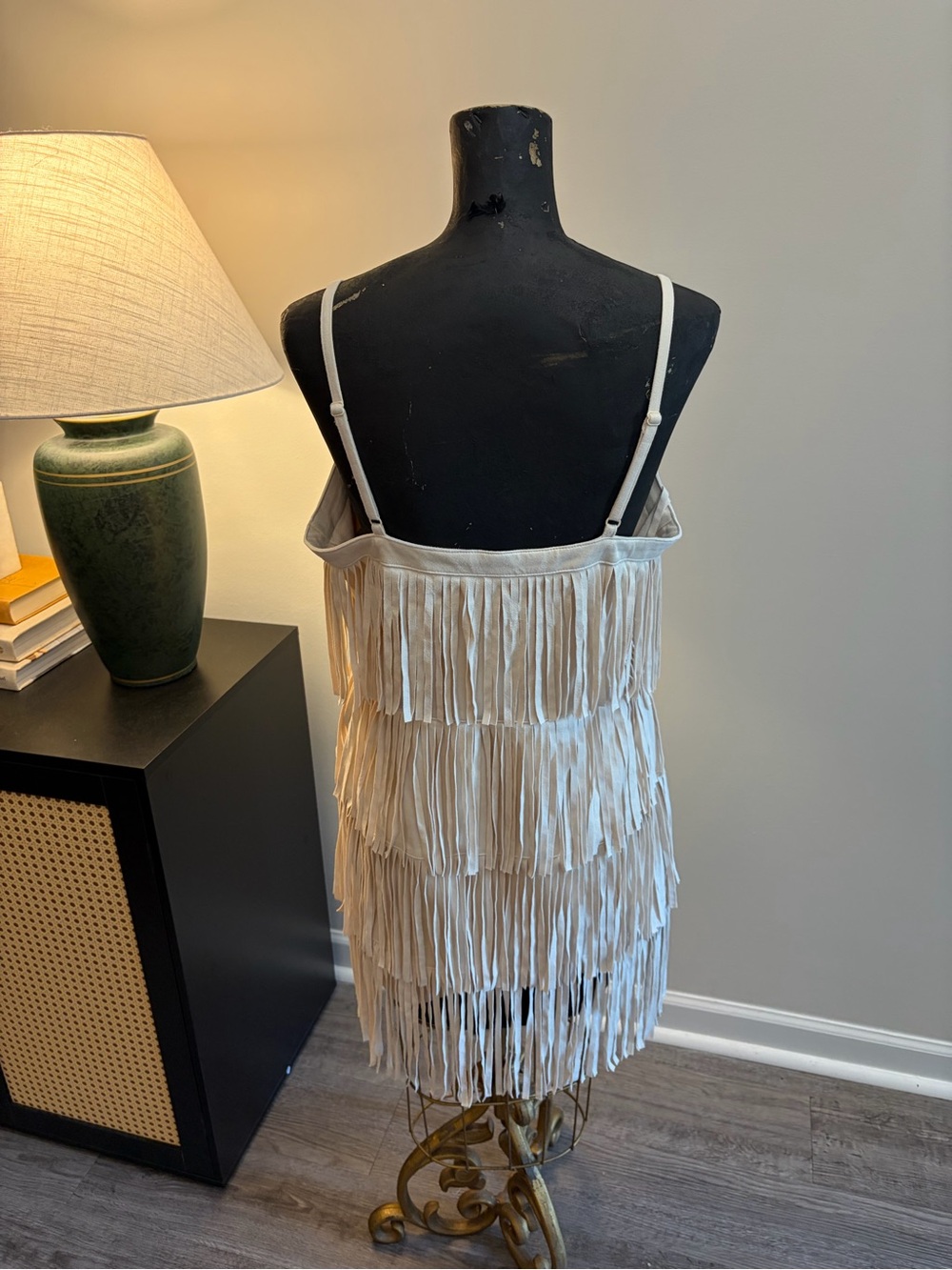 Idyllwind Brixworth Country Cowgirl Faux Suede Fringe Cream Mini Dress Medium - Picture 5 of 14